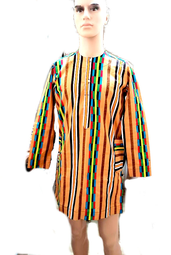 Afrikanische Mode Herren Still mit Langem Arm Gestreifte