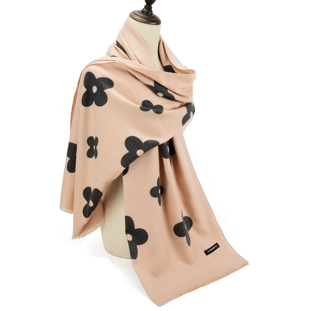 Hot * SF1214-3Pink - Floral Pattern Fashion cashmere Scarf For Women