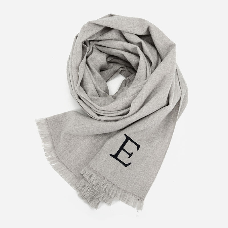 SF1375-GREY-E - New women's solid color embroidered scarf