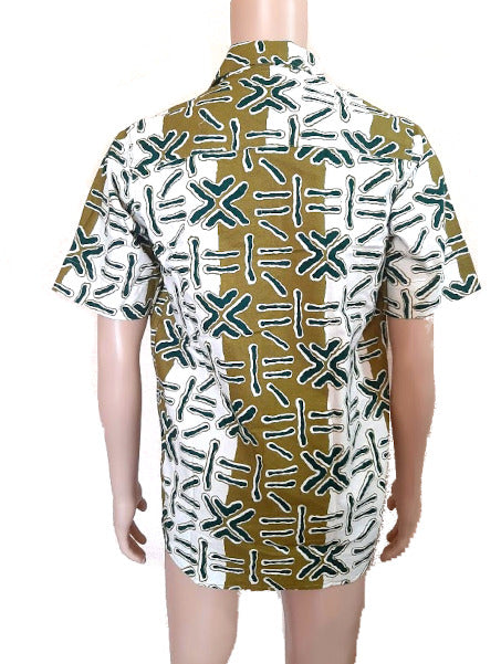 Afrikanische Tradition Mode für Herren, Sommer Mode Still mit Kurzem Arm Kleidung (Set Hose+Hemd WOODIN)