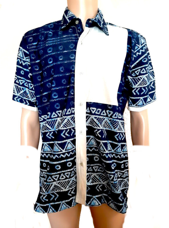 Afrikanische Tradition Mode für Herren, Sommer Hemd ,Mode Still mit Kurzem Arm (WOODIN)