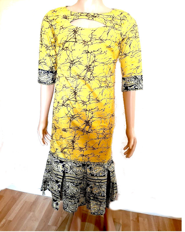 Afrikanische Frauen Mode Damen  Party  Freizeit Strand Kleider /Gelb-Schwarz
