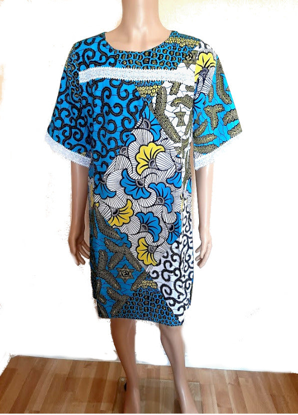 Afrikanische Kleider Damen Partykleid Freizeitkleid strandkleid Mode /Blau