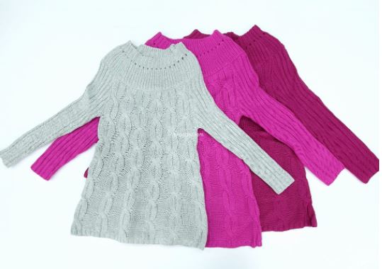 Langer Pullover für Mädchen, 4-12 Jahre, 3 Farben