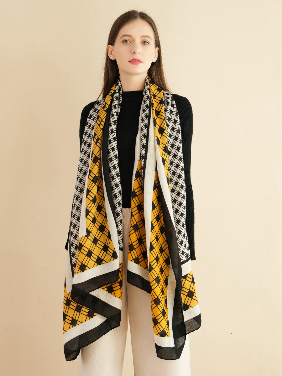 SF1382-WHE 2020 Latest Style Scarf For Autumn & Winter Diamond Pattern