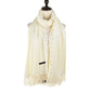SF959 White - Plain Cashmere Pearl Scarf With Tassels