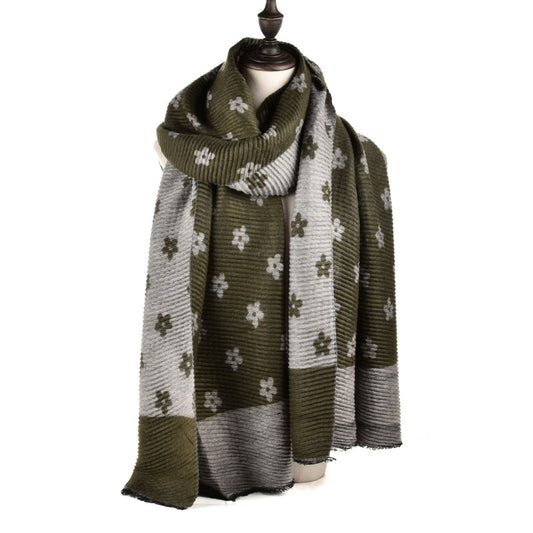 SF966 Green - Oversized Women Floral Scarf