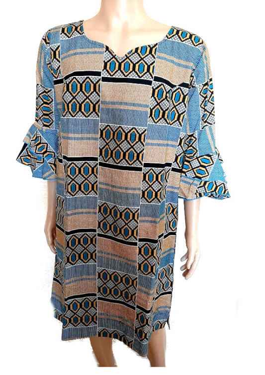 Afrikanische Frauenkleider Mode Freizeit Party  Strand /Blau-Orange