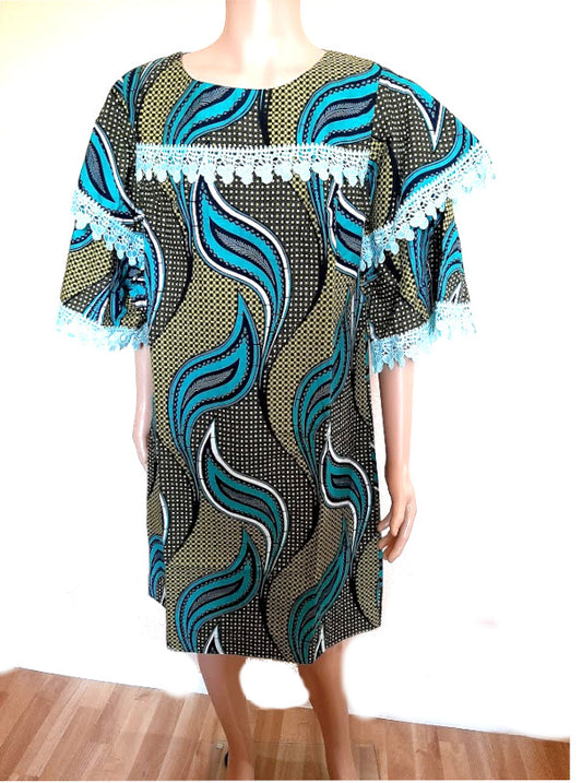Afrikanische Frauen  Damen Freizeit Kleid Party kleid Mode/ Türkis